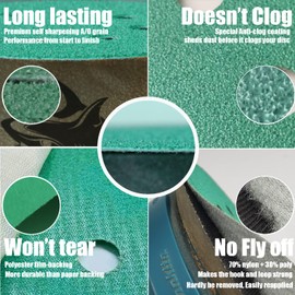 TigerShark 5 Inch Sanding Discs 8 Hole Wet Dry Grit 320 50pcs Pack Special Anti Clog Coating Film Green Line Hook and Loop Dustless Random Orbital Sander Paper