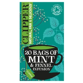 Clipper Organic After Dinner Mint & Fennel Infusion Tea Bags | 20 Infusion Peppermint & Fennel Sachets | Caffeine Free Teabags | Eco-Conscious Herbal Tea Bags | JT