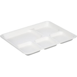 5 COMPARTMENT STRONG DISPOSABLE PLATES PACK OF 25, 30X20X5cm Size USED FOR HOT & COLD FOODS, Biodegradable Disposable Dinner Plates, Ecofriendly Divided Disposable Lunch Plates for Household Parties