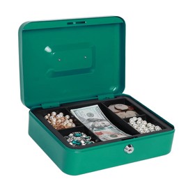 Kippen 10032V2 - Cash Box with Coin Tray - Green - Dimensions: 200 x 160 x 90 mm