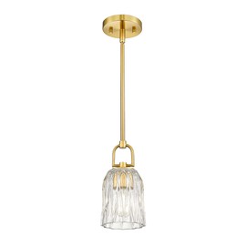 FEMILA Gold Pendant Light, 5" Modern Glass Pendant Light for Kitchen Island Living Room Hotel, E26 Base, 4FH83MIL BG
