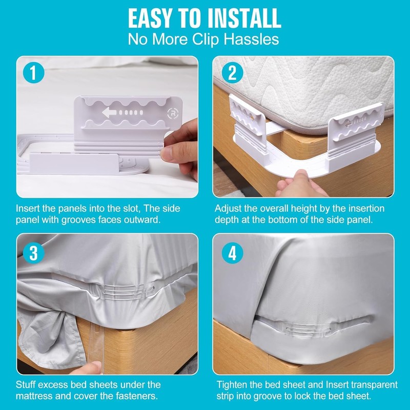 We make hope Pack of 4 Bed Sheet Straps, Fitted