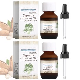 Pack of 2 Cyperus Rotundus Oil, Cyperus Rotundus Oil for Hair Removal, Cyperus Oil Natural, Cyperus Rotundus Oil Hair Inhibitor, Natural Extract, Inhibits Hair Growth on the Body (60 ml)