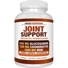 Arazo Nutrition Joint Support Glucosamine, Chondroitin, Msm Supplement, 60 Caps