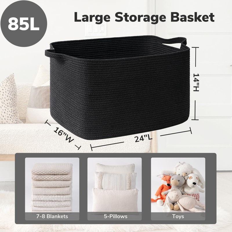 Goodpick Extra Large Storage Basket, 23.6" x 15.7" x 13.8"