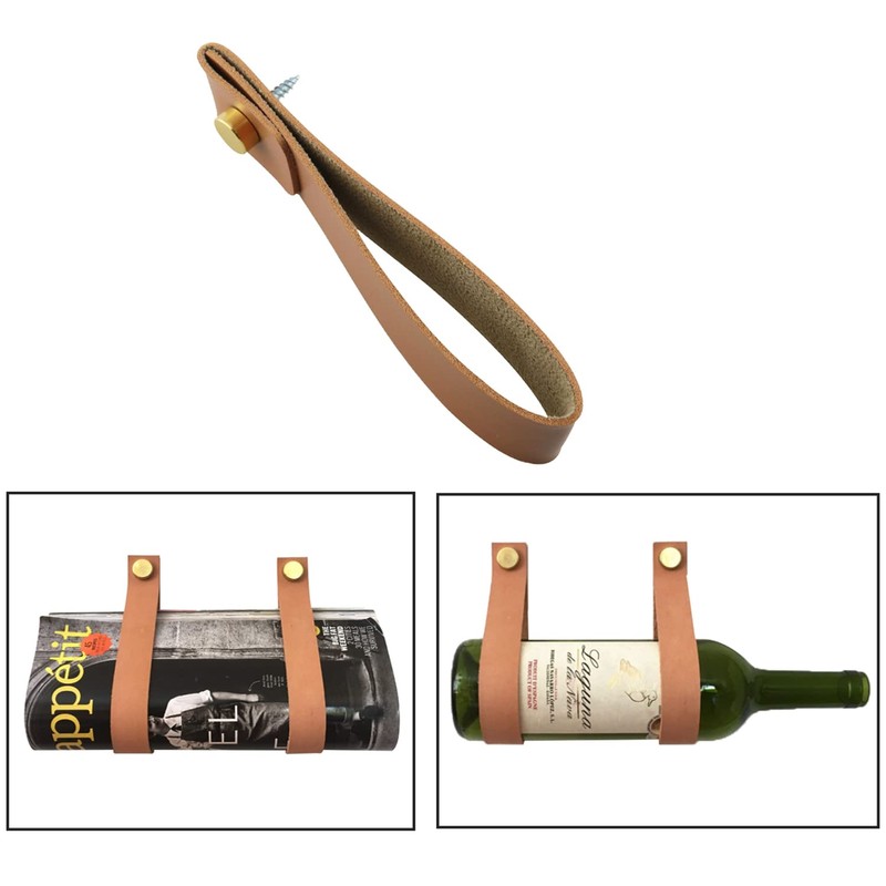 ZZLZX 4PCS Artificial Leather Strap Hangers Wall Mounted Leather Hooks,
