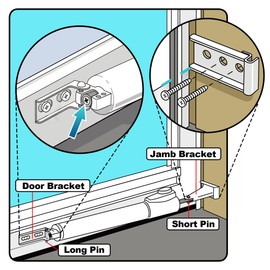 Dreyoo Storm Door Closer Kit Compatible with Andersen/Emco/Larson/40201/Pella, Screen Door Closer Replacement Parts with Brackets, Mounting Screws and Pins (Beige)