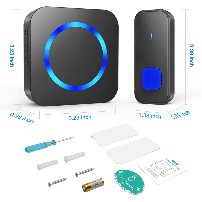 Wireless Doorbell,1300ft Long Range Waterproof Cordless Door Bell Chime Kit,
