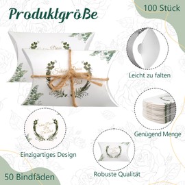 Pack of 50 Guest Gift Communion Beautiful Dass Du Da Bist, Wedding Favours, Guest Gifts, Christening, 9 x 6 x 2.5 cm, Gift Boxes, Cushion Boxes, Small