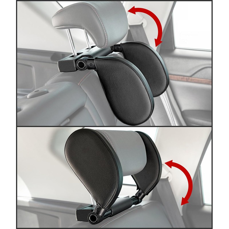 Lescars Car Headrest: Universal Car Headrest with Memory Foam, Individually
