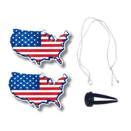 American Flag Car Air Freshener – Jasmine Scent, Long-Lasting, Non-Toxic, 2-Pack with Vent Clip & Hanging String, Eco-Friendly