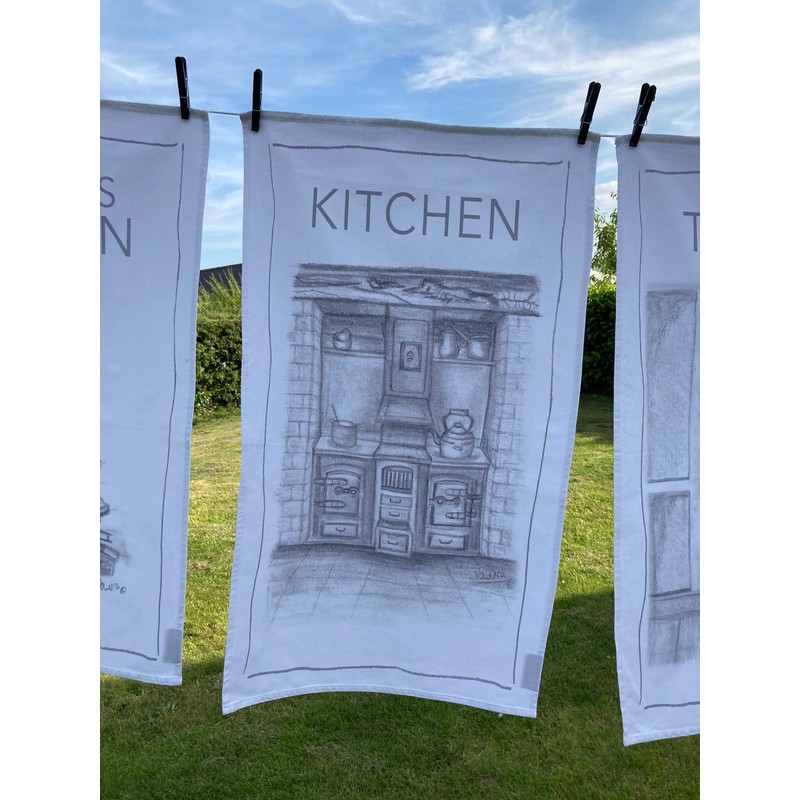 ROCK THE HOME Kitchen Design Tea Towel - White, Absorbent,