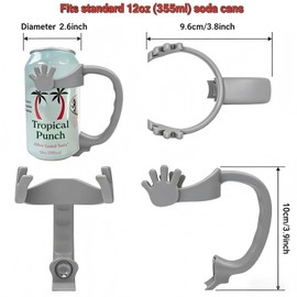 Soda Can Holder Set of 2, Gray & Orange, 12-Oz with Handle & Lid
