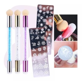 Veraly Kit Aplicador De Sellos + 1 Placa De Sellos Uñas Estampado F