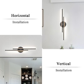 EDISLIVE Dimmable Modern LED Vanity Light Fixtures Bathroom Vanity Wall Lighting, 23.6 in Mirror Vanity Lighting Fixtures for Bathroom Bedroom Makeup Living Room,3000K Warm Light(Black)