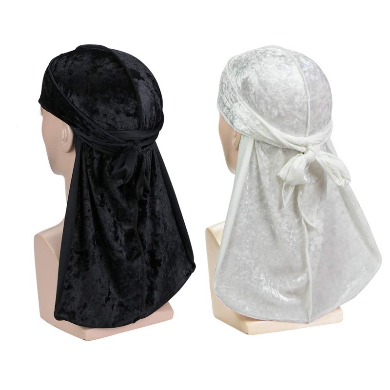 2 PCS Crushed Velvet Wave Durag – Premium Soft Durag