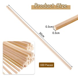 CHROMACRAFT Pack of 100 flat wooden strips, DIY craft materials, can be used for making decorations, pen holders, plant stands, etc.