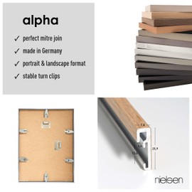 nielsen Alpha Photo Frame A4, 21x29.7cm Aluminium Picture Frame, Oak Photo Frame with Protective Float Glass and Push and Turn Clips - Oak