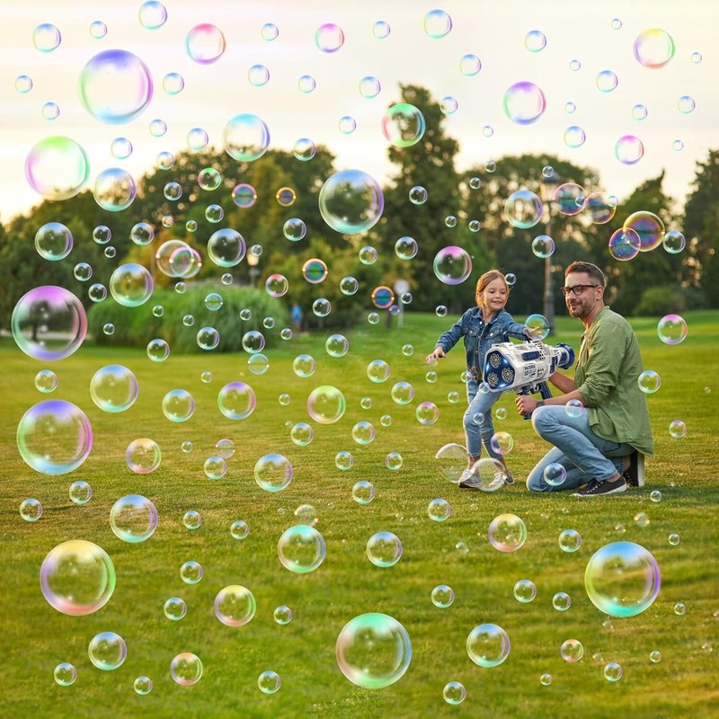 Babble Machine Gun 30 Holes Automatic Bubble Maker 3 Bottles