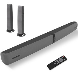 Assistrust Sound Bar, 90W Sound Bar for Smart TV, Bluetooth Soundbar with Wired & Wireless Connect, Dynamic Volume Boost, ARC/Optical/AUX Cables & Remote, 2 in 1 Detachable Soundbar for TV