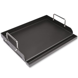 AGEDNE 17" x 13" Universal Gas Grill Griddle Plate with Removable Handles,Nonstick Cast Iron Flat Top Cooking Surface,Grease Groove Design for Camping Tailgating Parties on Charcoal/Gas Grills