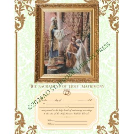Classic Catholic Marriage Certificate 8.5" x 11" Catholic wedding record