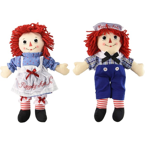 Bundle of 2 Aurora Dolls - Large 16'' Classic Raggedy Ann and Raggedy Andy