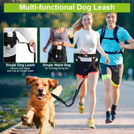 Hands Free Dog Leash, Waist Leash for Dog Walking, Running, Jogging, Waist Leashes with Adjustable Belt, Medium & Large Dogs Running Leashes Hands Free, Dual Padded Handles and Durable Bungee(Pink)