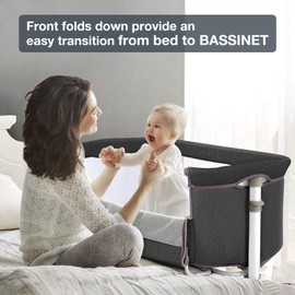 RONBEI Baby Bassinet Bedside Sleeper, Easy to Assemble Bassinets for Baby/Infants, Height Adjustable Bedside Bassinet for Newborn Baby
