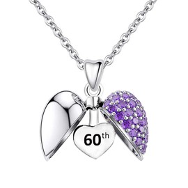 LSDesigns Birthday and Celebration Heart Pendant and Necklace – 925 Silver, Sterling Silver, Cubic Zirconia