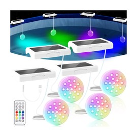 Solar Pool Lights for Inground Pools(4 PACK), Upgraded USB Rechargeable IP68 Waterproof Submersible Pools Lights, 4.55 Inch 22 Colors Changing Outdoor Solar Lights with Magnet for Above Ground Pools