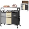 Hoctieon 3 Section Laundry Sorter Cart with Ironing Board, Laundry
