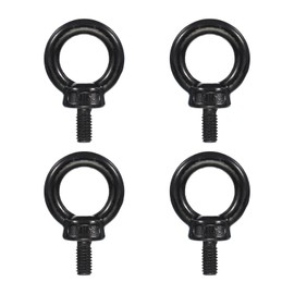 PATIKIL Lifting Eye Bolts M6 X12mm / 1/4" x 1/2", 4 Pcs 304 Stainless Steel Shoulder Ring Threaded Screw Machinery Shoulder Eyebolt for Lifting Hanging, Black