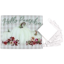 Fall Decor Decorative Glass Kitchen Cutting Board: Modern Farmhouse with Distinguished Roses on Vintage Elegant Pumpkin Gourd (Hello Pumpkin)