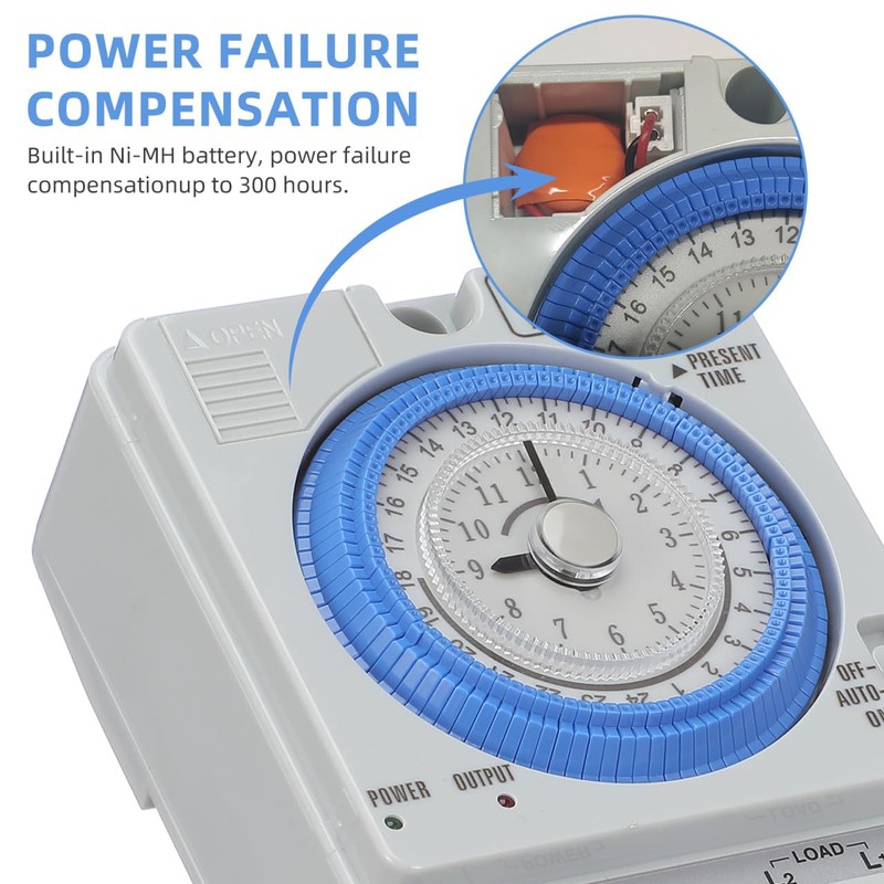 TEHAUX Precise Mechanical Timer, Adjustable Mechanical Time Control Switch, 12V