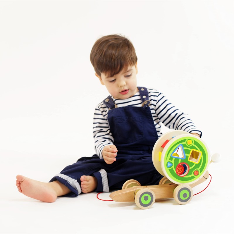 Hape Walk-A-Long Snail Pull Toy |Award Winning Toddler Wooden Push