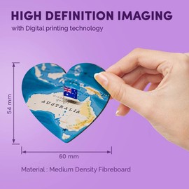 1 x Heart MDF Magnets - Australia World Map Flag 44172