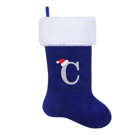 SIRIPHUM Calcetín de Navidad con monograma bordado de 20.5 pulgadas, personalizable, súper suave, decoración colgante (C)