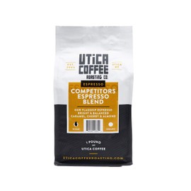 Utica Coffee Roasting Co. Competitor's Espresso Blend | Specialty Medium Roast Whole Bean Coffee | 16 Oz Reclosable Bag