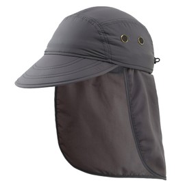 Decentron Men's UPF 50+ Hiking Cap Breathable Fishing Hat with Neck Flap Visor Sun Hat for Men Summer Beach Hat Dark Grey