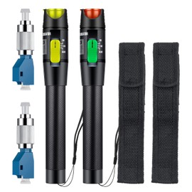 Duogalia 2 Pack Visual Fault Locator, Fiber Optic Tester Kit Including Fiber Optic Cable Tester with Single Mode 9/125um FC Male to LC Female Adapter(Yellow 50Km & Green 30Km)