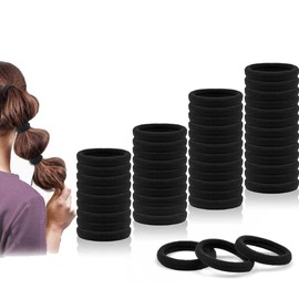 100 Pcs Ligas para Peinar el Cabello, Donas para Cabello Altamente Elásticas Lazos del Pelo para Coleta, Bandas de Goma de Pelo Algodón sin Costuras Corbatas para el Cabello para Niñas y Mujeres (Black)