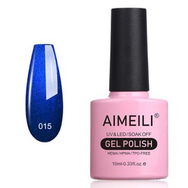 AIMEILI Semi-permanent UV LED Gel Nail Polish Colorful Gel Nail Polish for Manicure Blue Gel Polish - Midnight Swim (015) 10ml