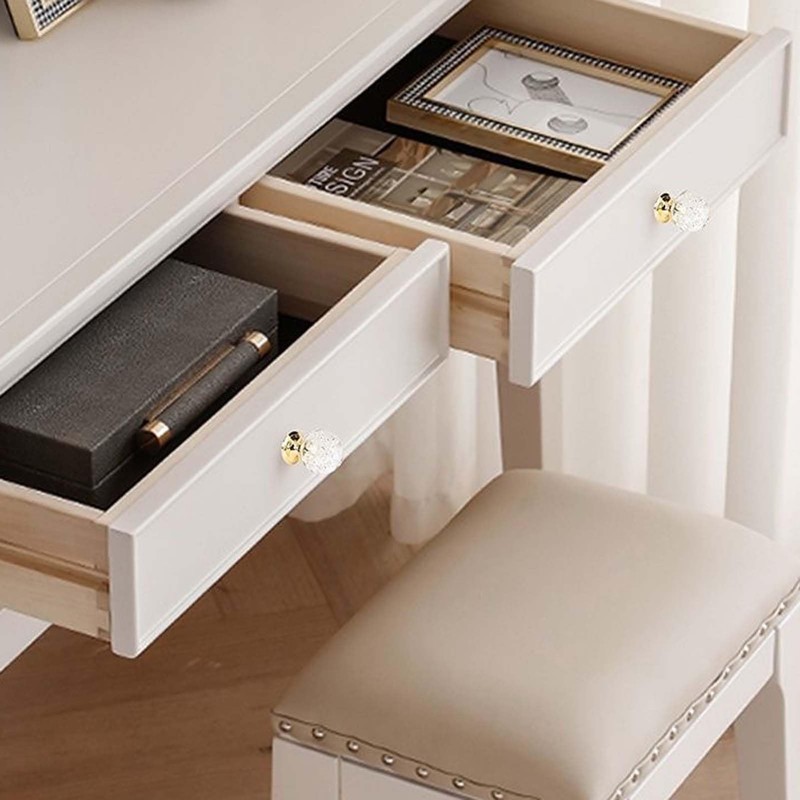 Lansonee 2 Pcs Crystal Door Knobs,Drawer Carbinet Door Handle Puller