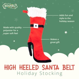 Plushible High Heeled Christmas Stocking - Santa Theme | Soft and Sturdy Christmas Decorations | Perfectly Holds a Bottle of Wine | Festive Decor for The Holidays