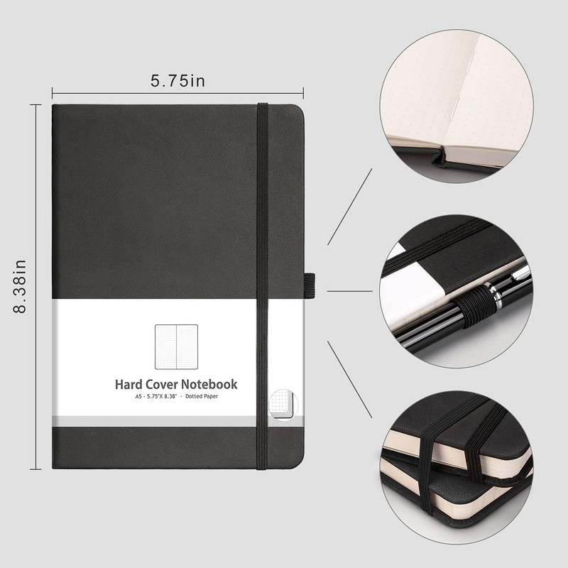 RETTACY A5 Dotted Notebook Pack of 2 - Bullet Dot