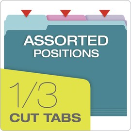 Pendaflex Two Tone Color File Folders, Letter Size, Assorted Colors (Teal, Violet, Gray, Navy and Burgundy), 1/3-Cut Tabs, 5 Color, 100/Box, (02315)