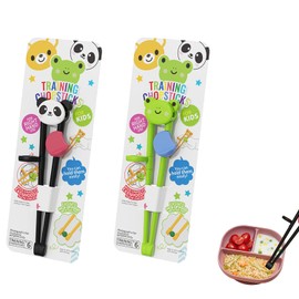 Kids Training Chopsticks 2 Pairs, Reusable Practice Chopsticks for Kids | Easy to Use Cute Animal Infant Learning Chopstick for Beginners | Childrens Chopstickss with Chopstick Helper