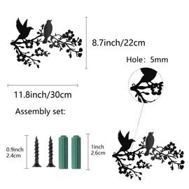 CREATCABIN Tree Branches Birds Metal Wall Decoration Minimalist Hollow Design Sculpture Wall Mounted Iron Housewarming Gifts for Living Room Bedroom Office Garden Farmhouse Country Theme 11.8x8.7in