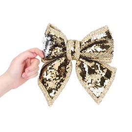 Christmas Concepts® 21cm Reversible Sequin Bow - Luxury Accessories (Silver & gold)